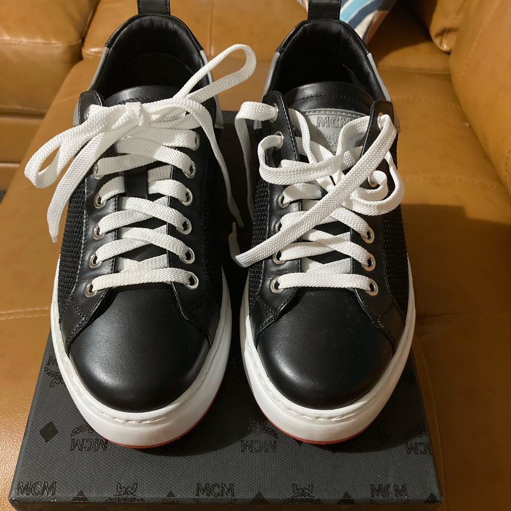 MCM Black and white Sneaker. Size 8 women. Only worn one time